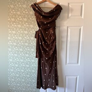 Luisa Midi Dress in Brown & Cream Dot
LPA